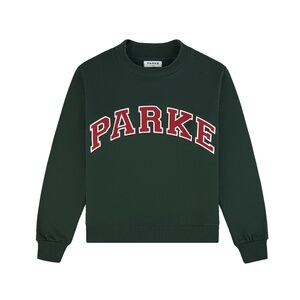 PARKE Holiday Varsity Mockneck Forest + Maroon NWT